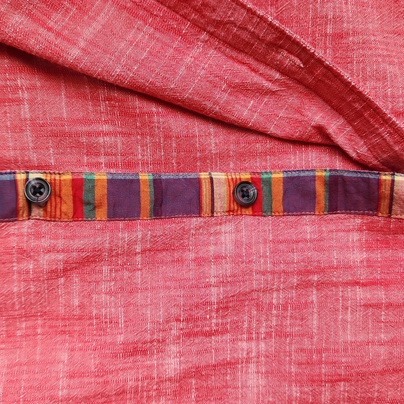 Joe Browns red cotton gauze button down shirt, size large - Picture 6 of 9